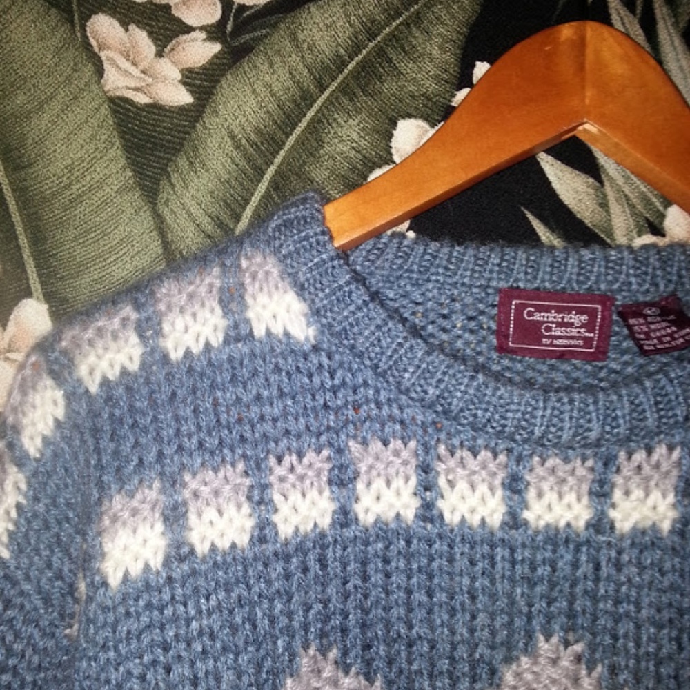 Vintage Sweater Blue Knit Size Medium